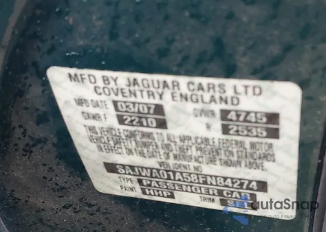 2008 Jaguar S-Type 3.0 V6 from USA, damaged, VIN SAJWA01A58FN84274